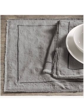 Restoration Hardware Frayed Edge Belgian Linen Placemats (Set of 4)